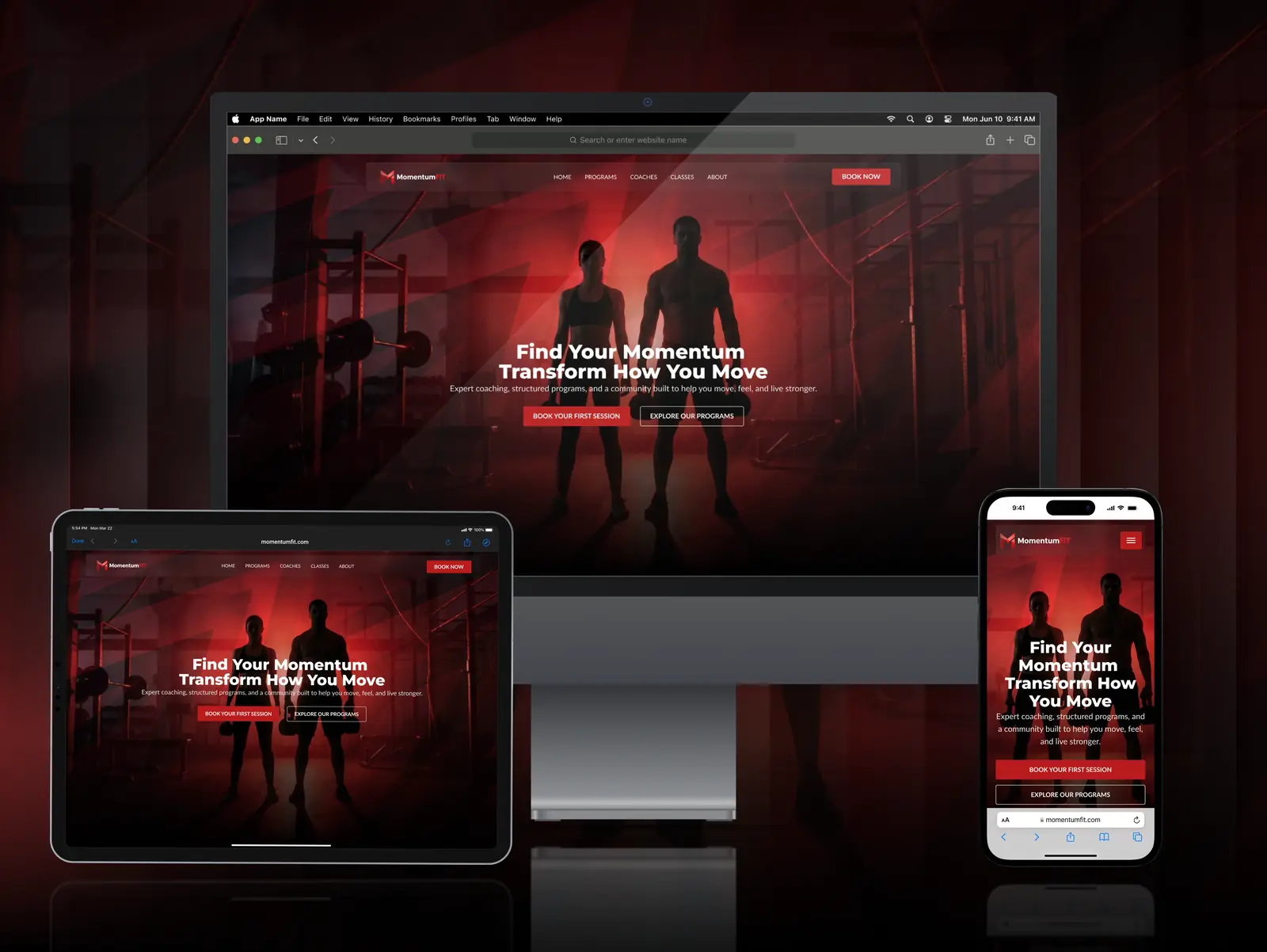 MomentumFIT homepage preview